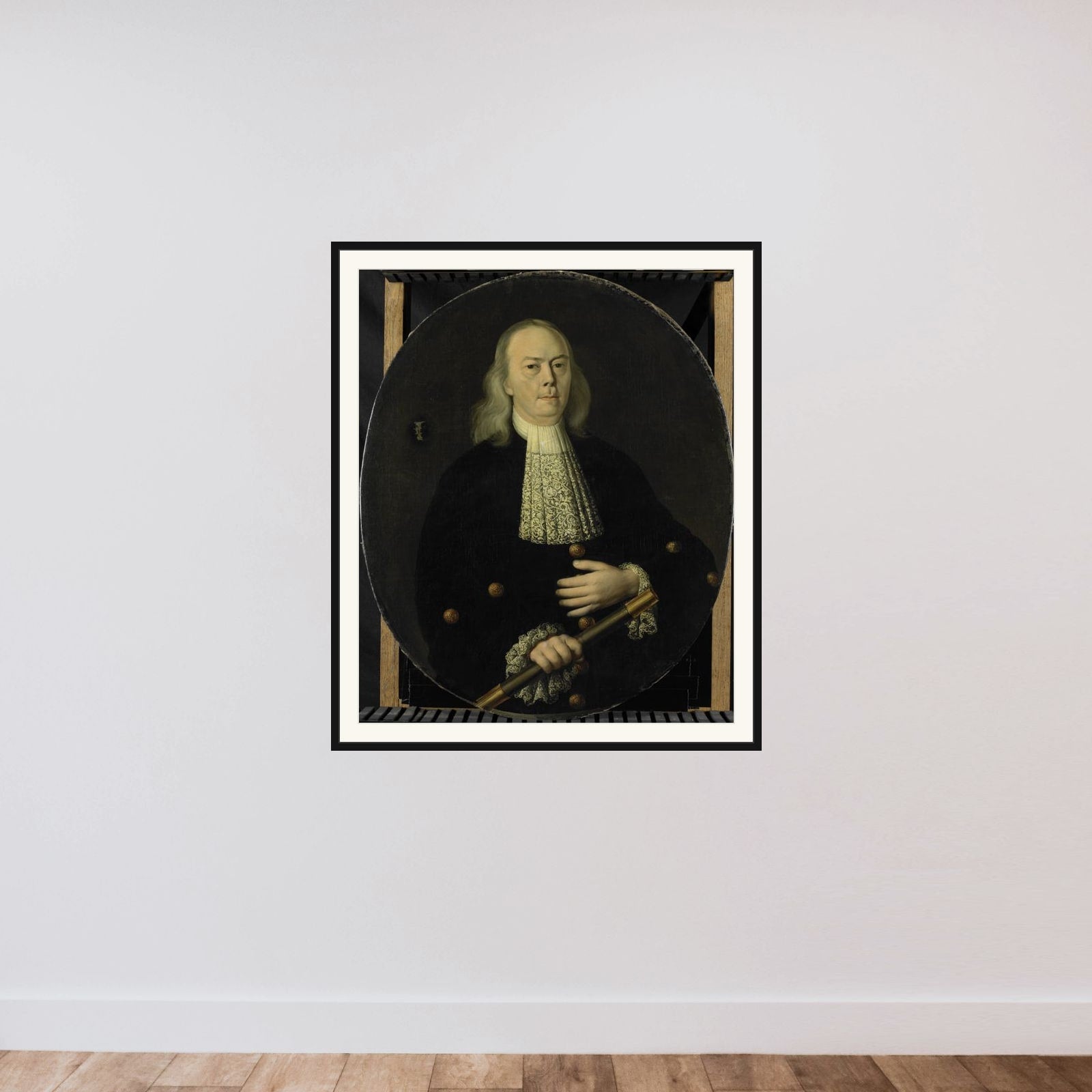 Portrait of Abraham van Riebeeck (1653-1713) framed — shown to scale