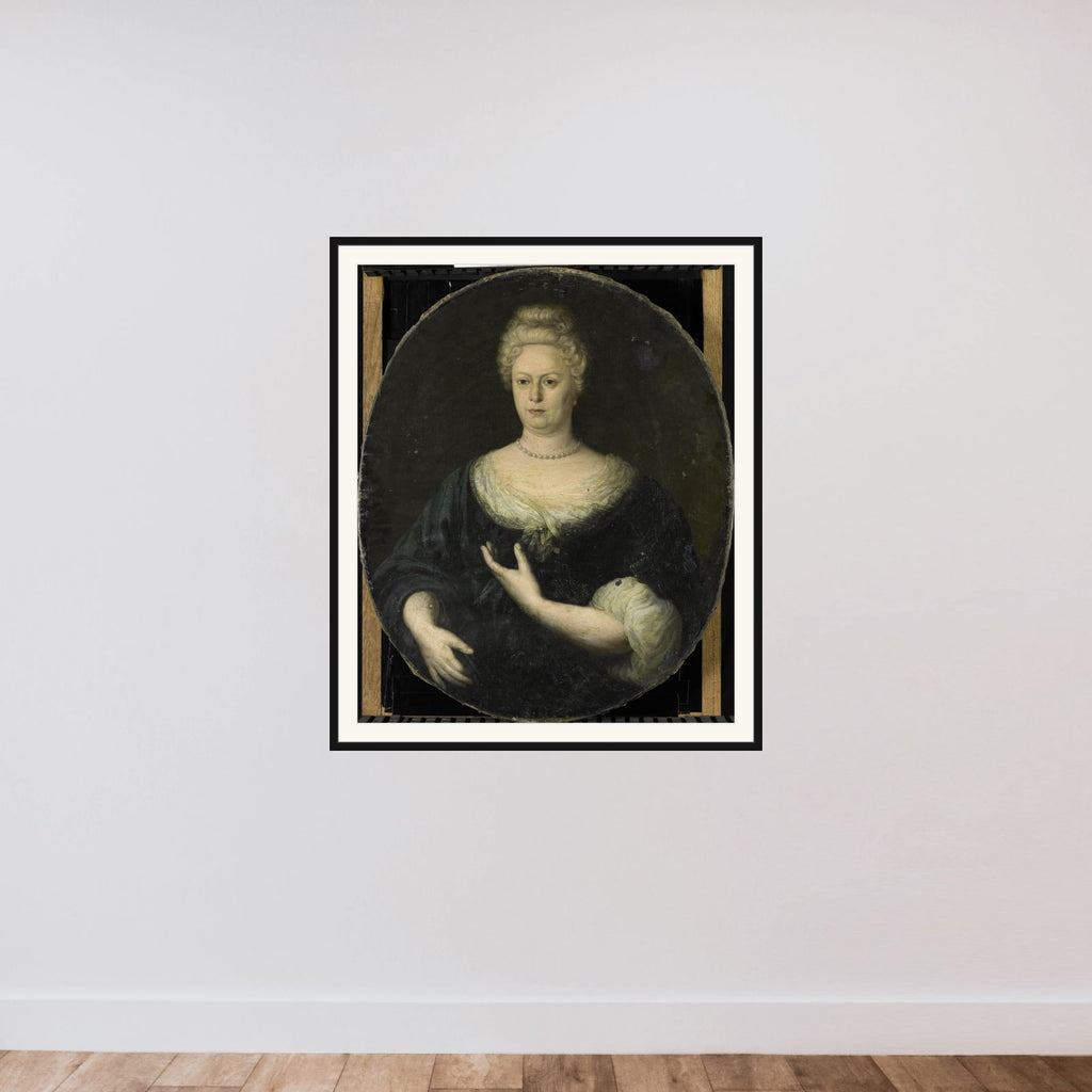 Portrait of Elisabeth van Oosten (1660-1714). Wife of Abraham van Riebeeck framed — shown to scale