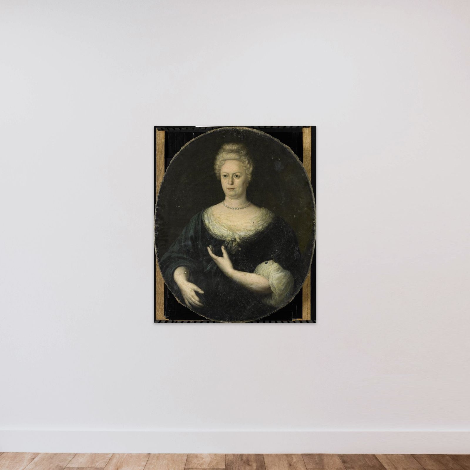 Portrait of Elisabeth van Oosten (1660-1714). Wife of Abraham van Riebeeck unframed — shown to scale