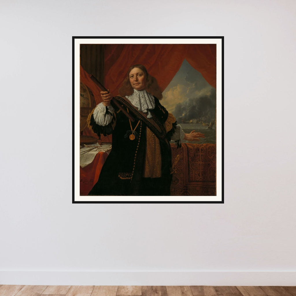 Johan de Liefde (ca. 1619-73), Vice-Admiral framed — shown to scale