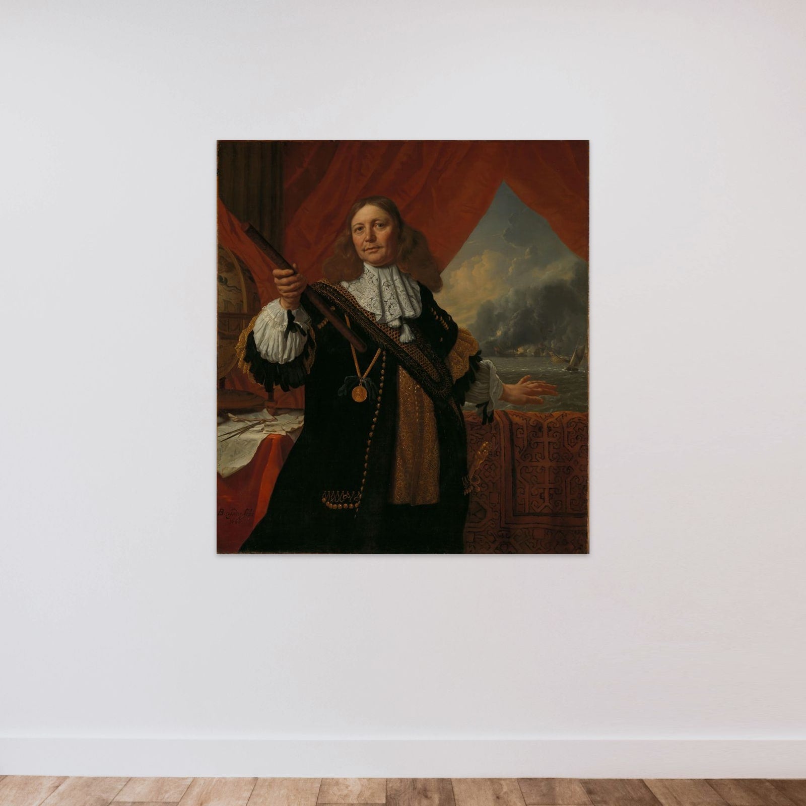 Johan de Liefde (ca. 1619-73), Vice-Admiral unframed — shown to scale
