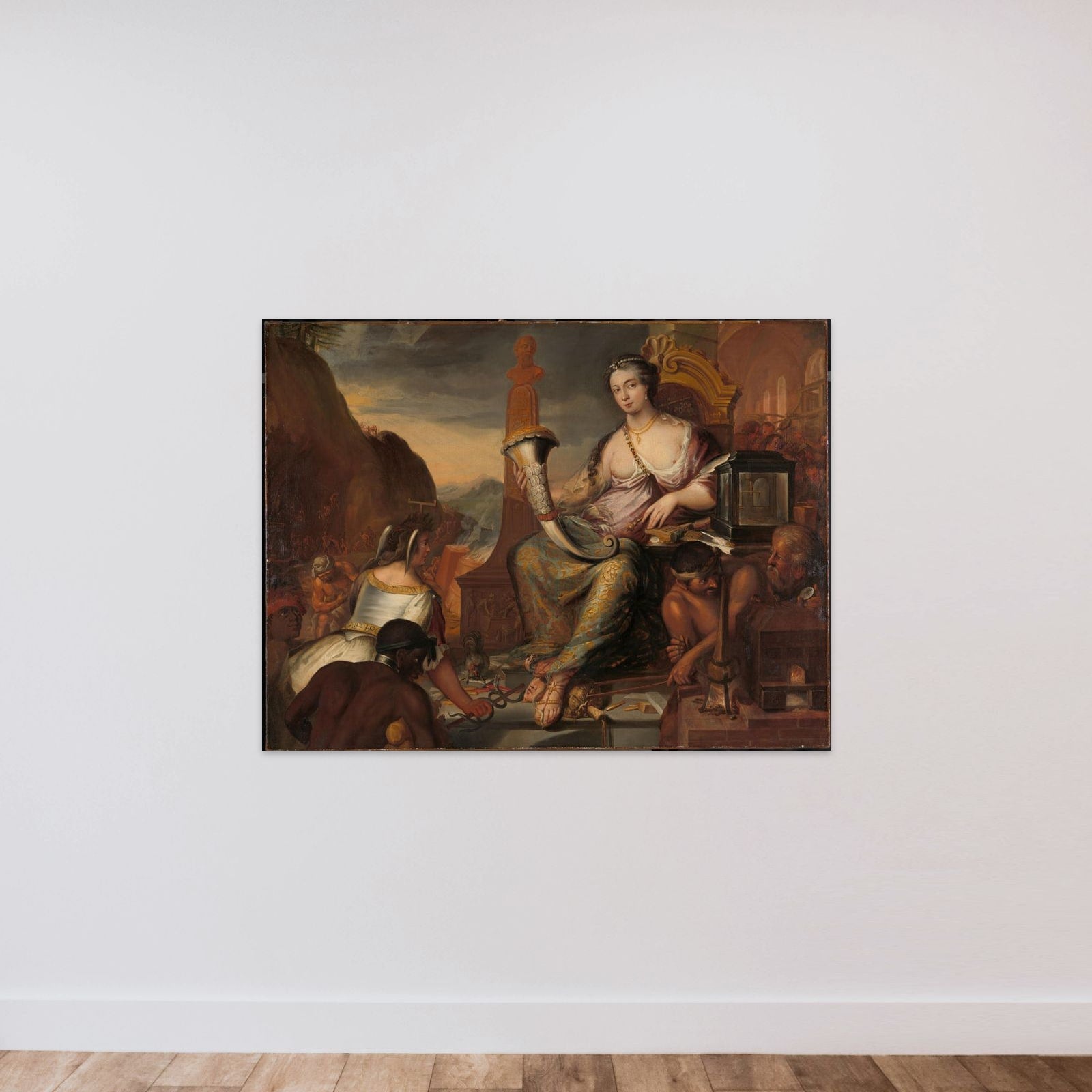 Allegory of Coinage unframed — shown to scale