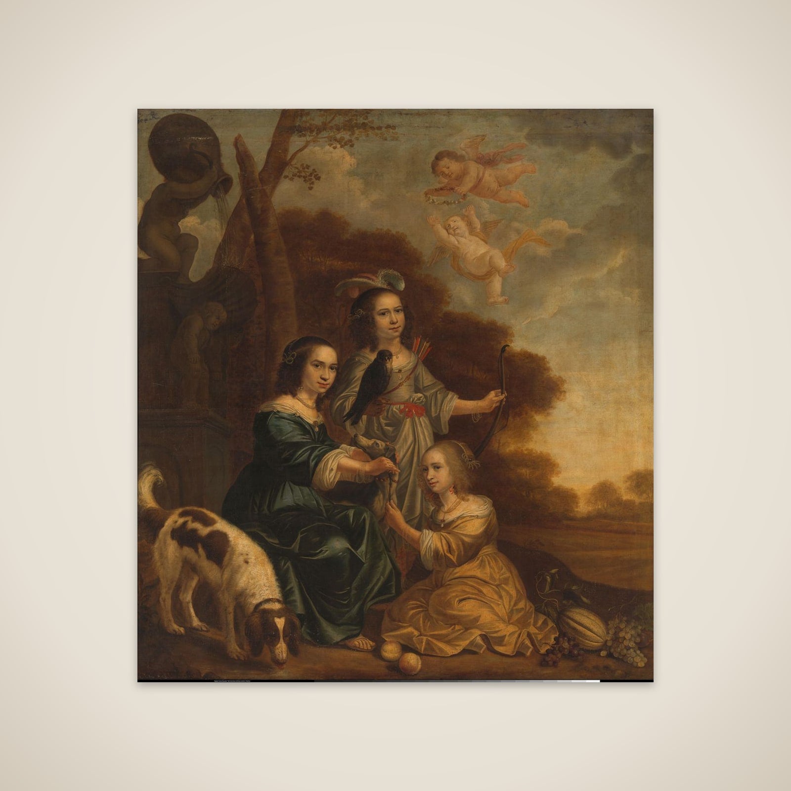 Portrait of Geertruyt, Margriet and Anna Delff, the Artist's Daughters (Portrait of three Little Girls in a Landscape) unframed print