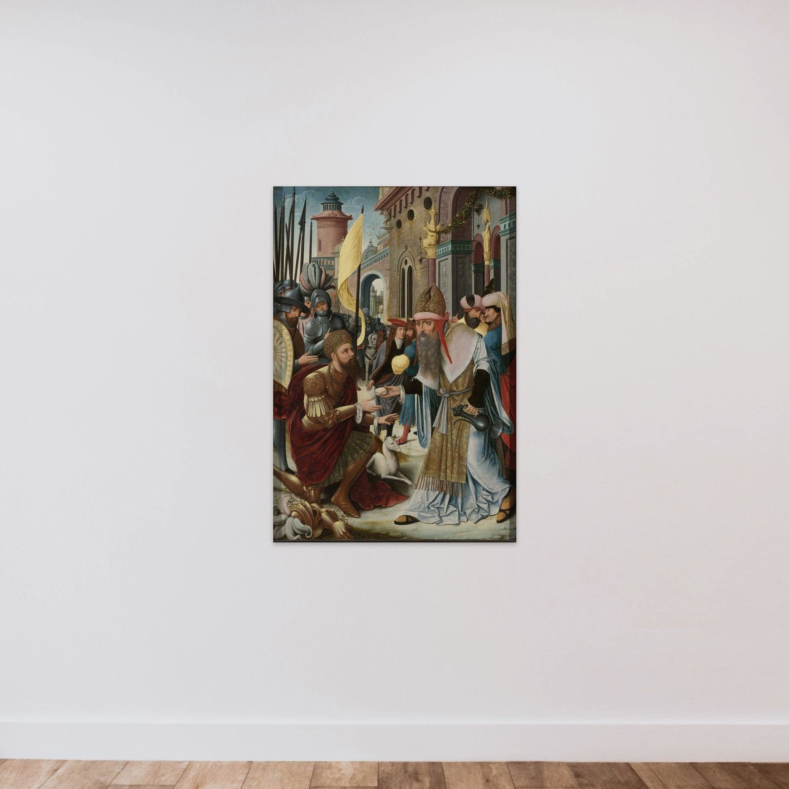Left Wing of an Altarpiece with the Meeting of Abraham and Melchizedek unframed — shown to scale