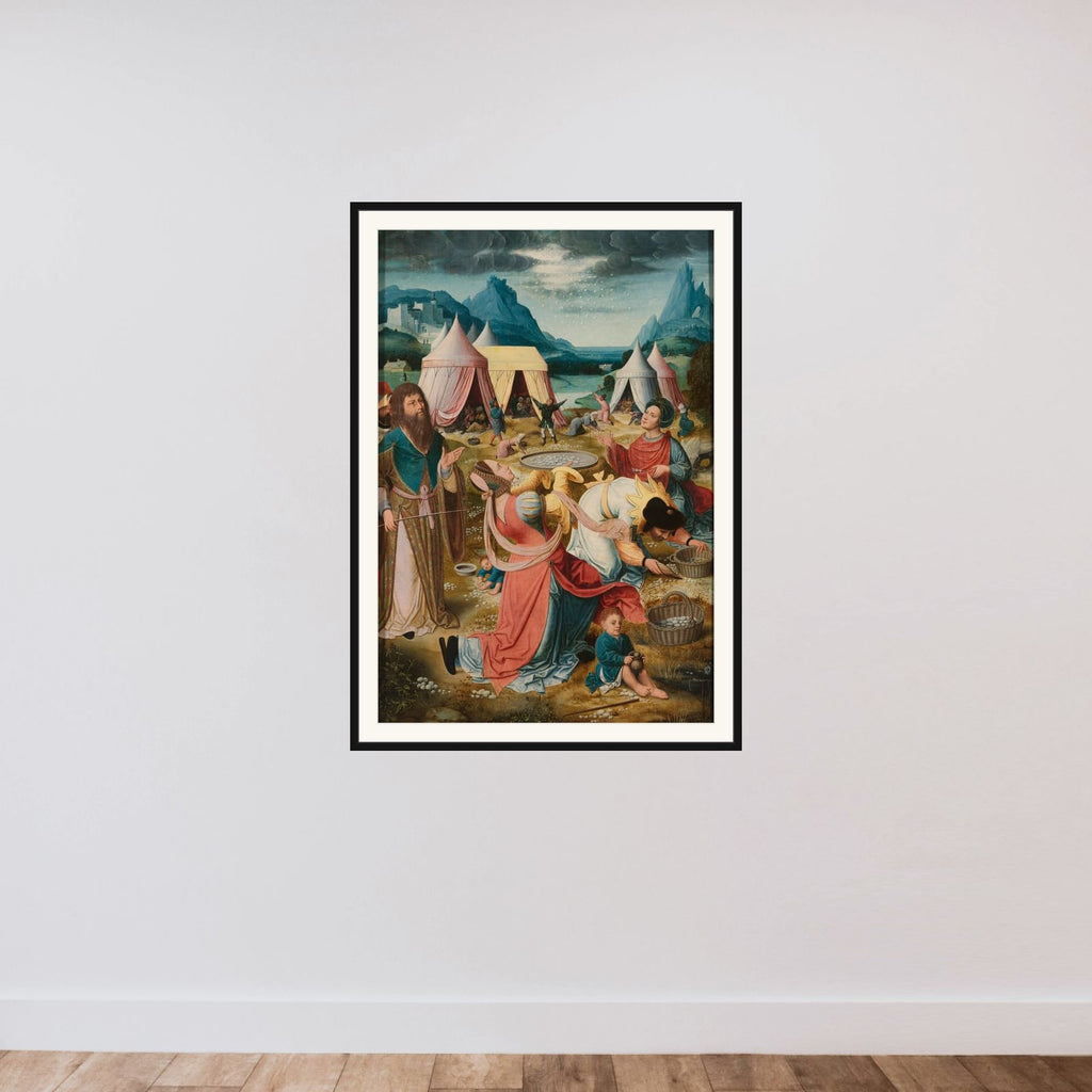 Right Wing of an Altarpiece with the Israelites Gathering Manna framed — shown to scale