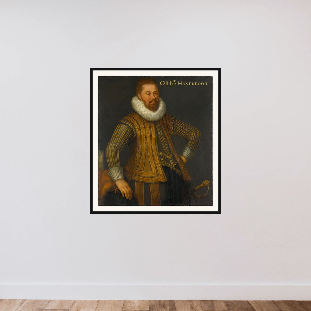 Portrait of Eberhardt Hanekrodt (?-1637) framed — shown to scale
