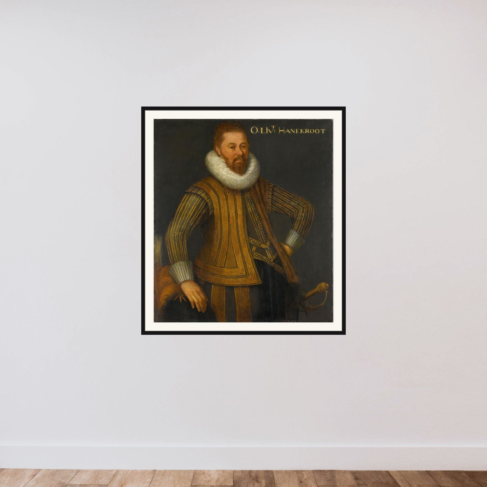 Portrait of Eberhardt Hanekrodt (?-1637) framed — shown to scale