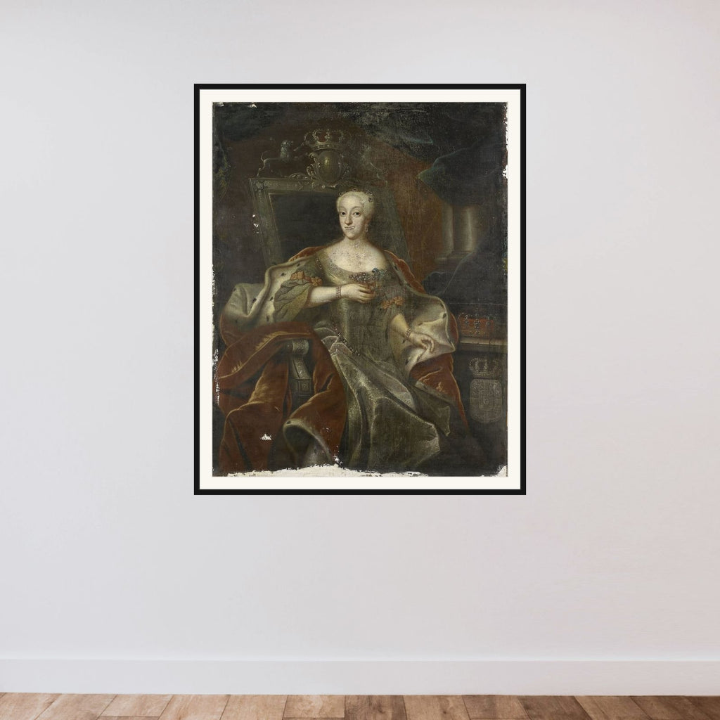 Portrait of Princess Charlotte Amalie, Daughter of Frederick IV, King of Denmark framed — shown to scale