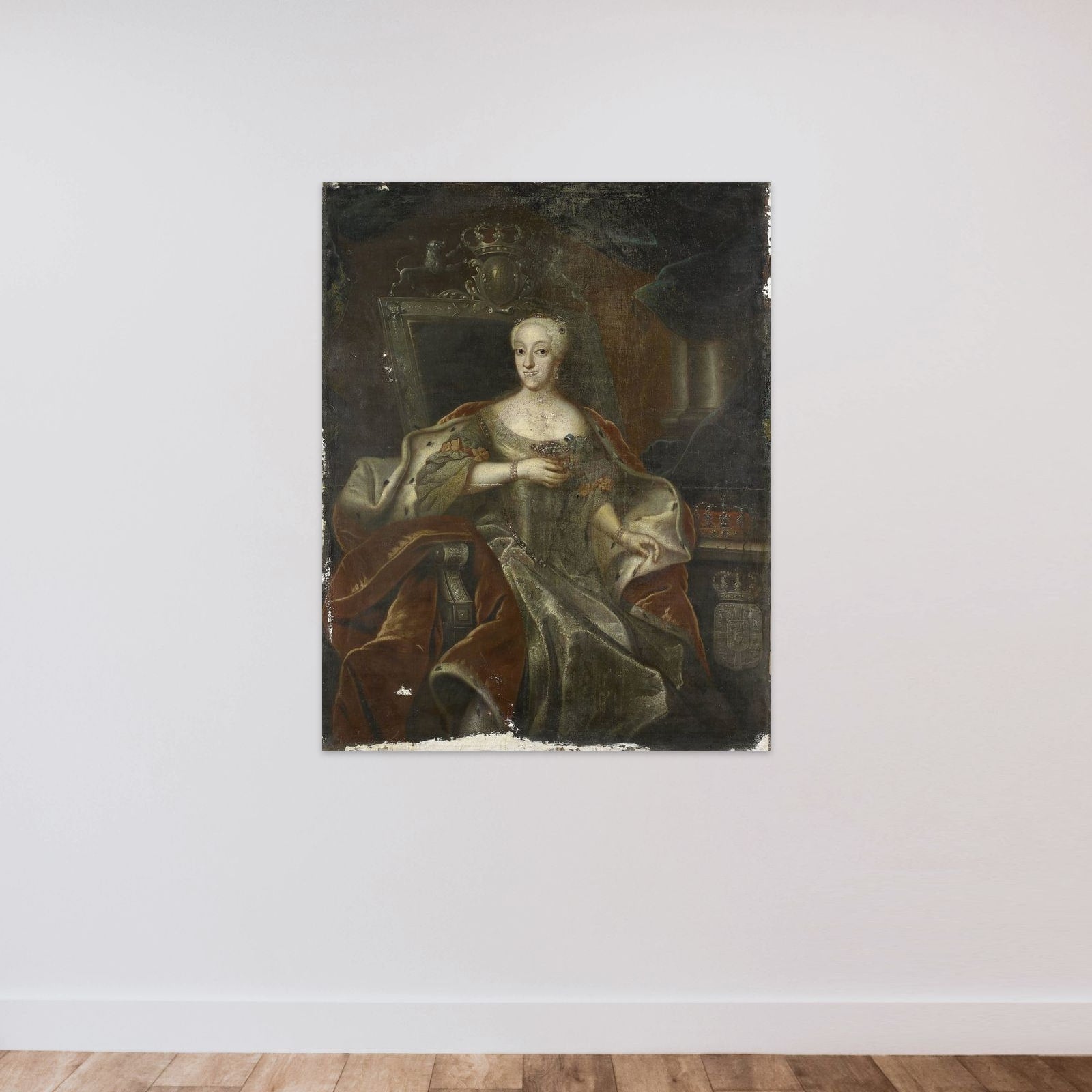 Portrait of Princess Charlotte Amalie, Daughter of Frederick IV, King of Denmark unframed — shown to scale
