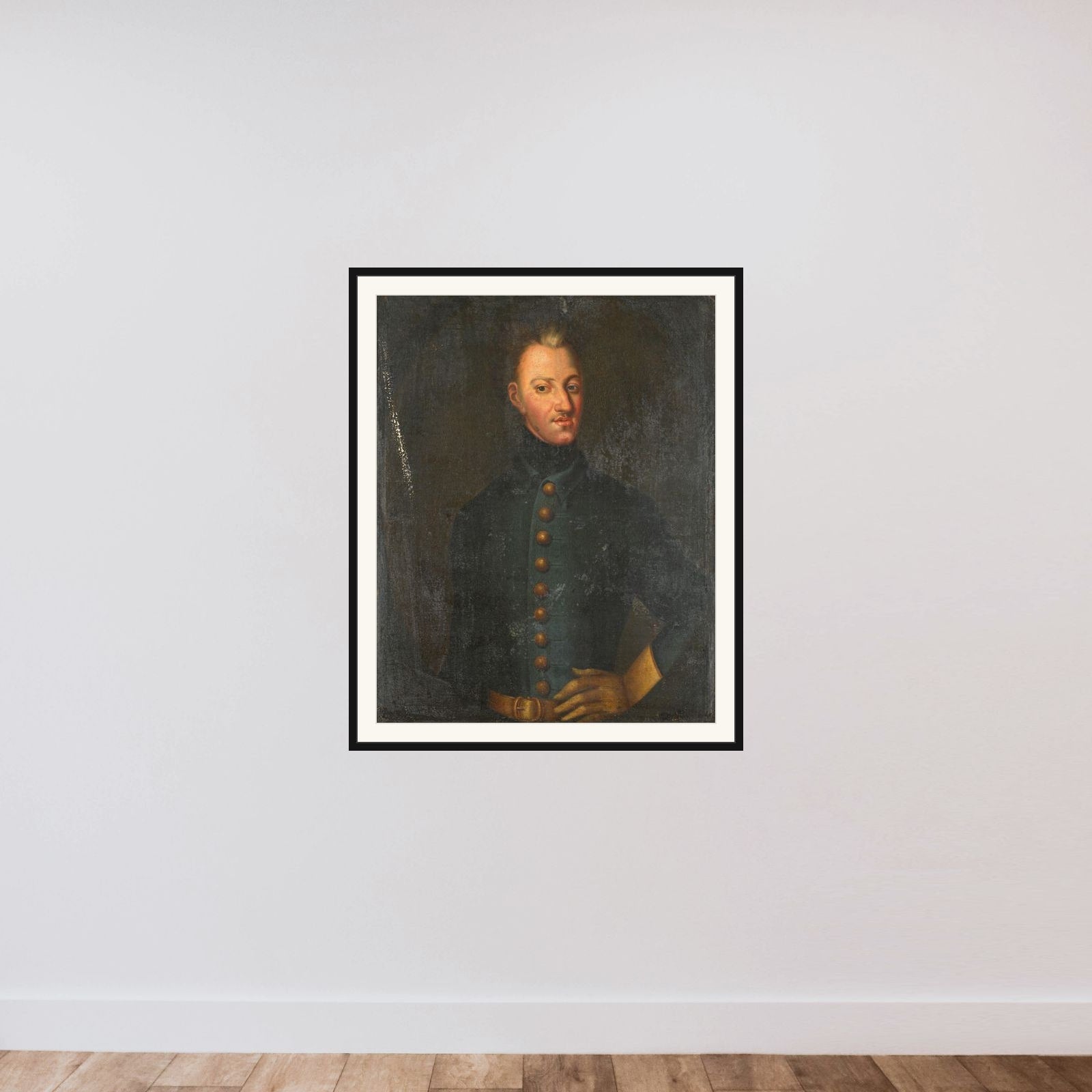 Charles XII (1682-1718), King of Sweden framed — shown to scale