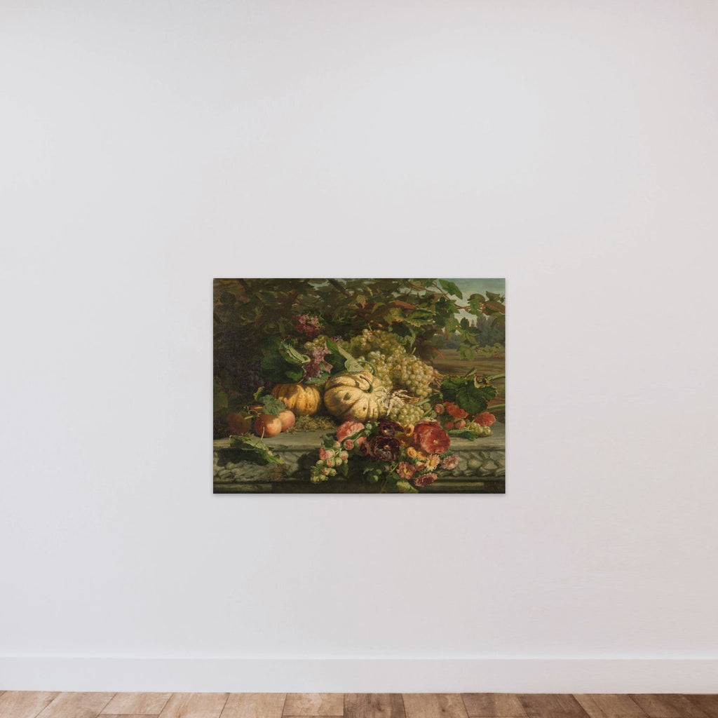 Still Life with Flowers and Fruit unframed — shown to scale