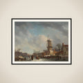 Frolicking on a Frozen Canal in a Town framed