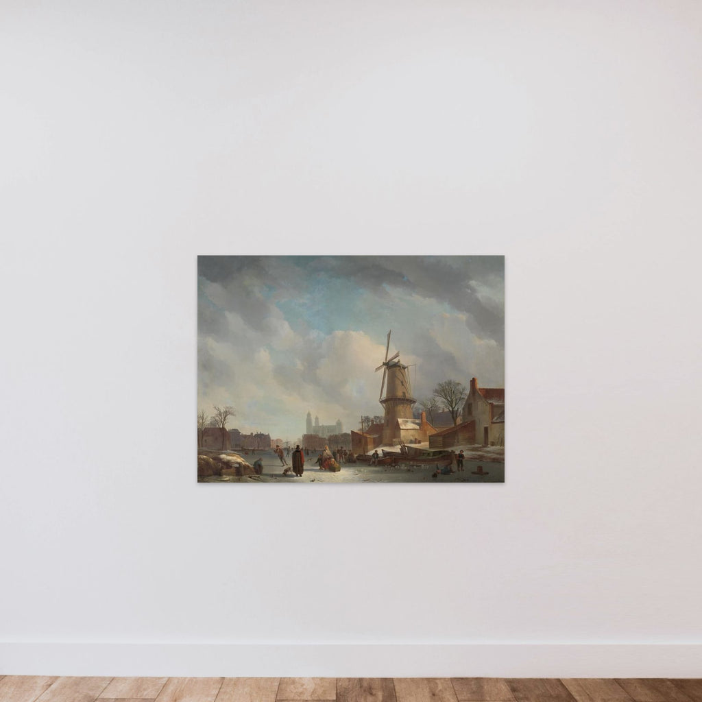 Frolicking on a Frozen Canal in a Town unframed — shown to scale