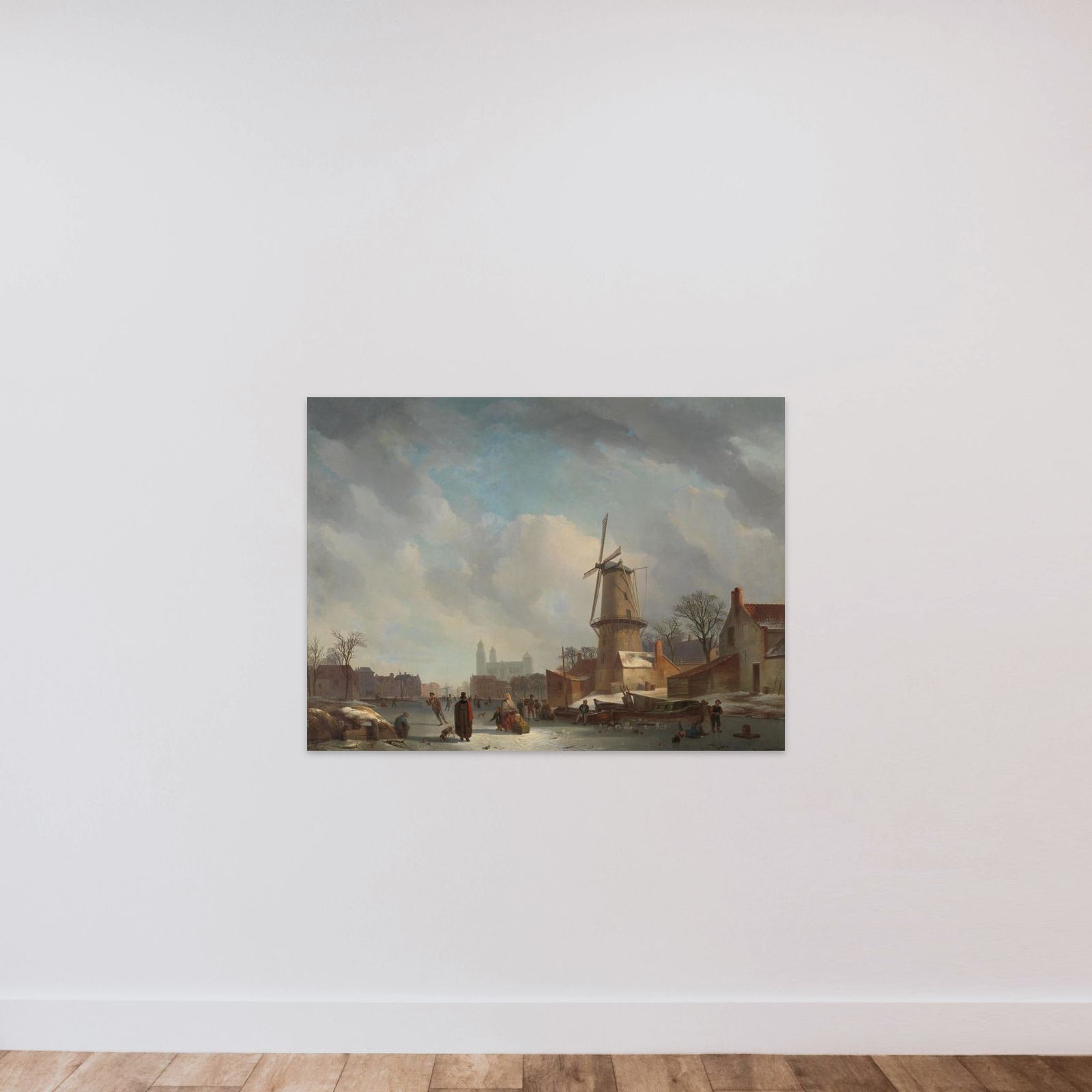 Frolicking on a Frozen Canal in a Town unframed — shown to scale