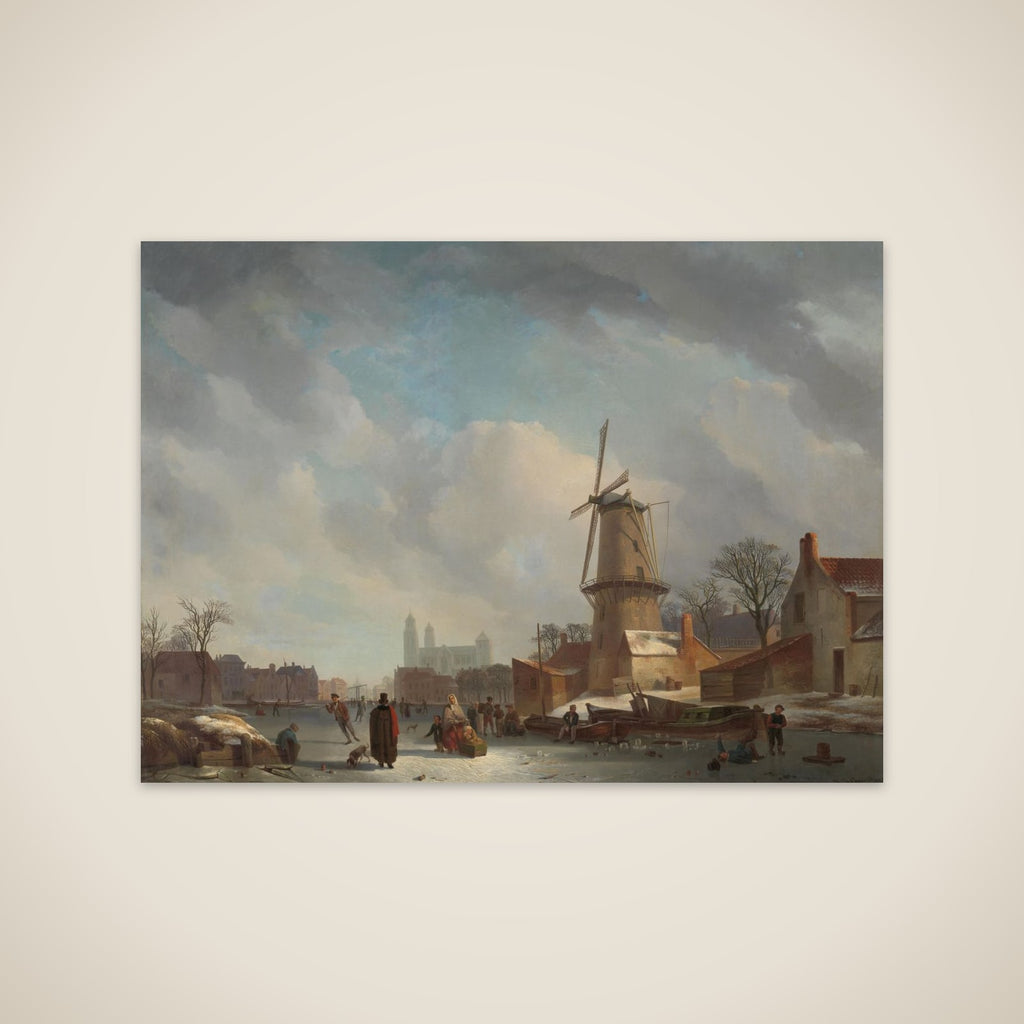 Frolicking on a Frozen Canal in a Town unframed print