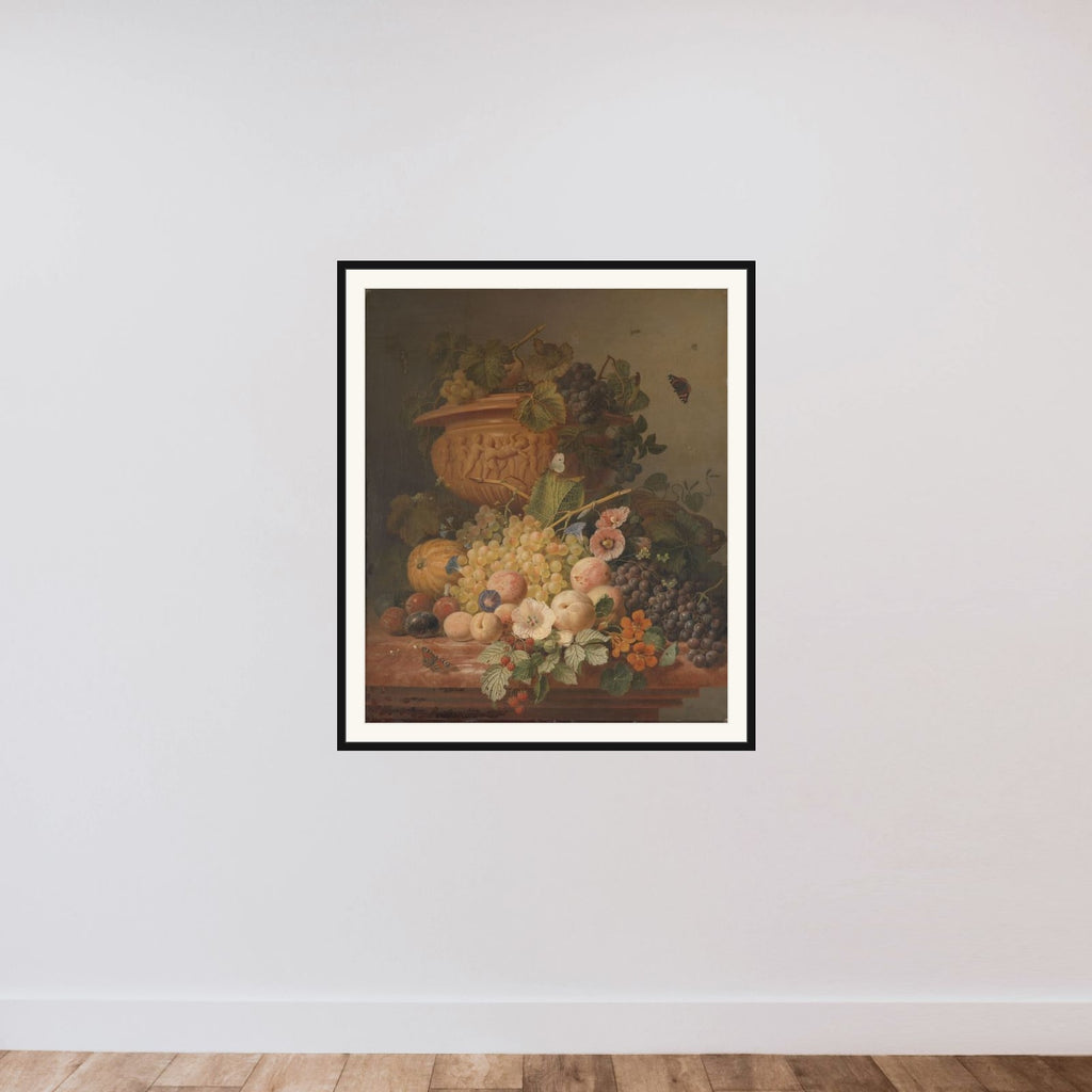 Still Life with Flowers and Fruit framed — shown to scale