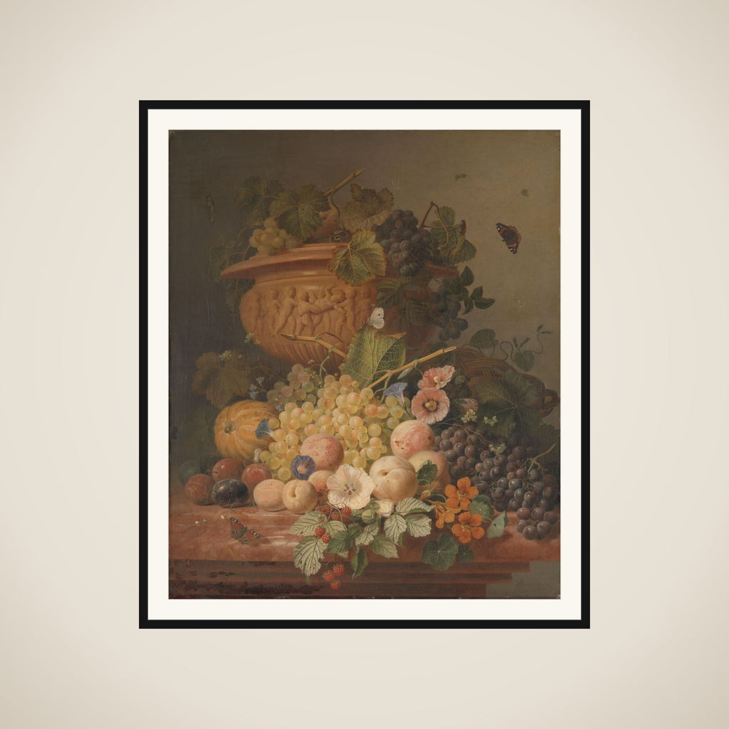 Still Life with Flowers and Fruit framed