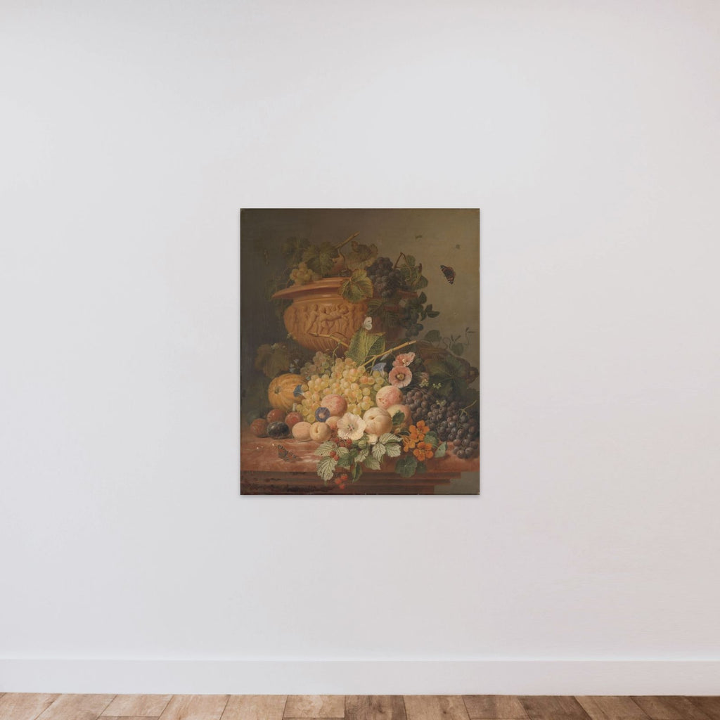 Still Life with Flowers and Fruit unframed — shown to scale
