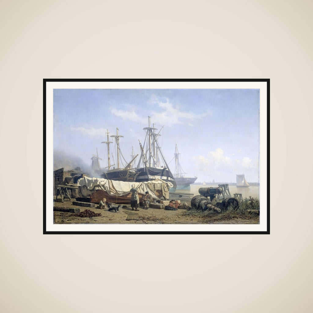 Midday break at a Shipyard on the Maas framed