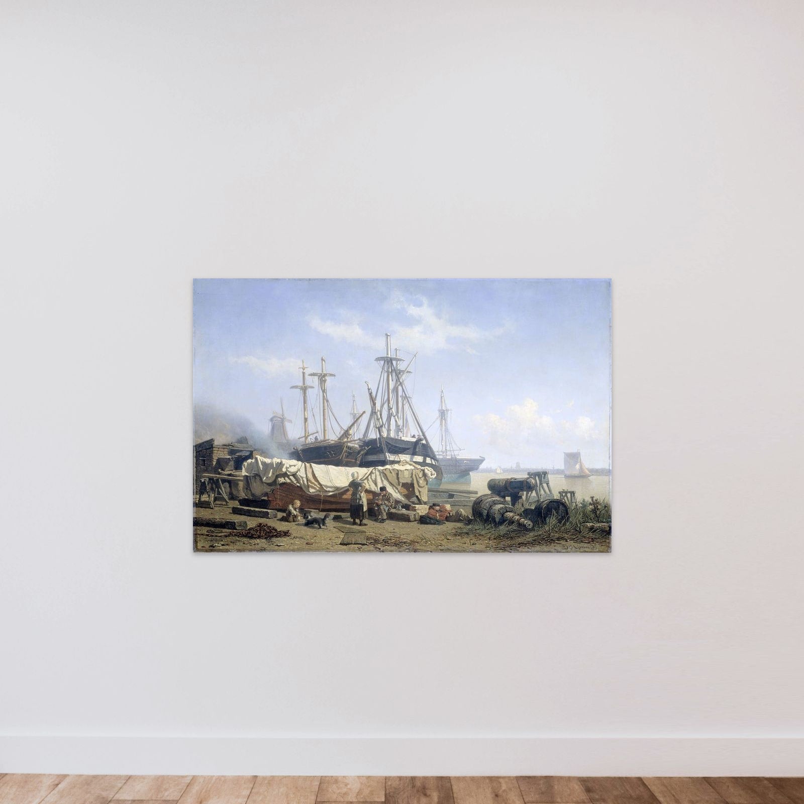 Midday break at a Shipyard on the Maas unframed — shown to scale