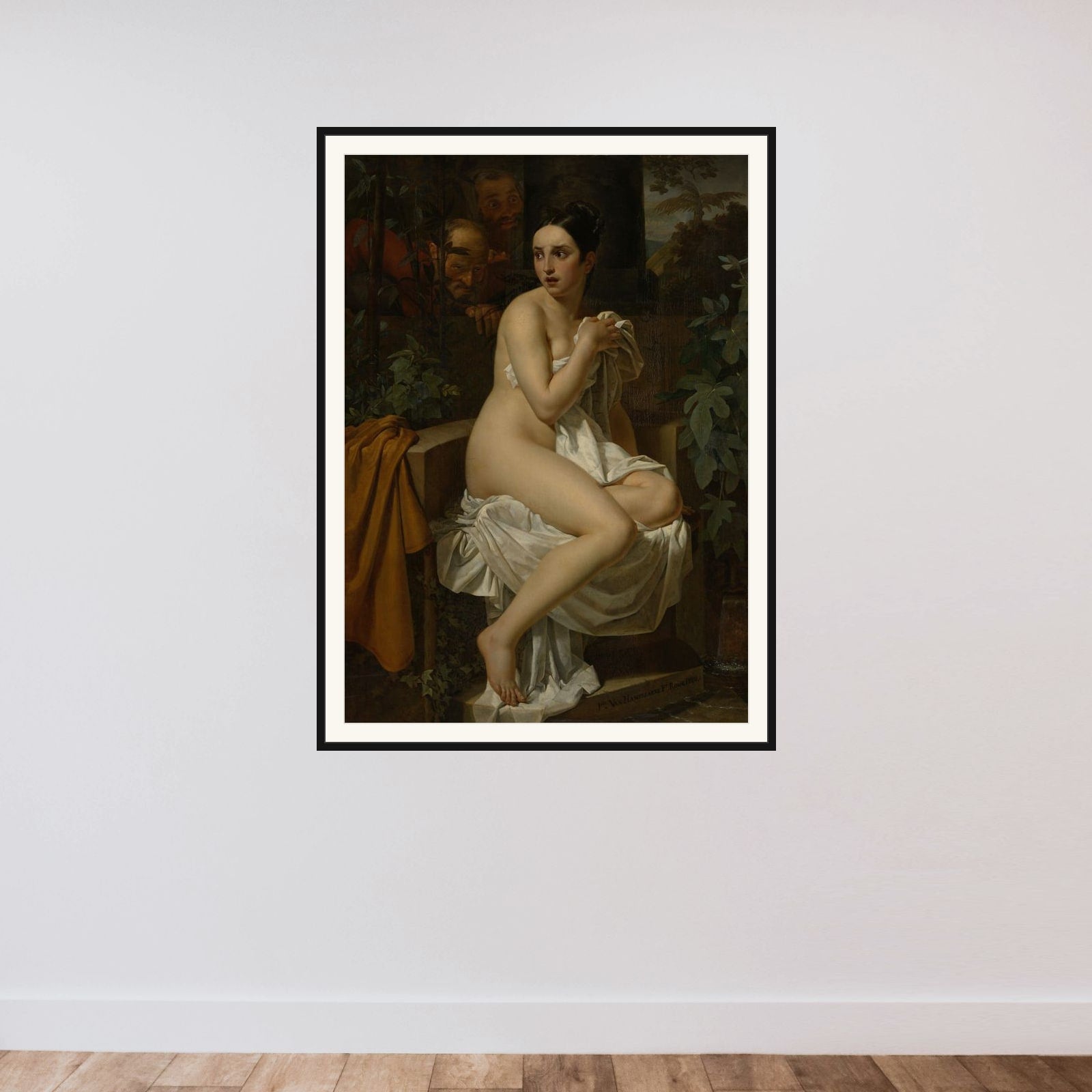 Susanna and the Elders framed — shown to scale