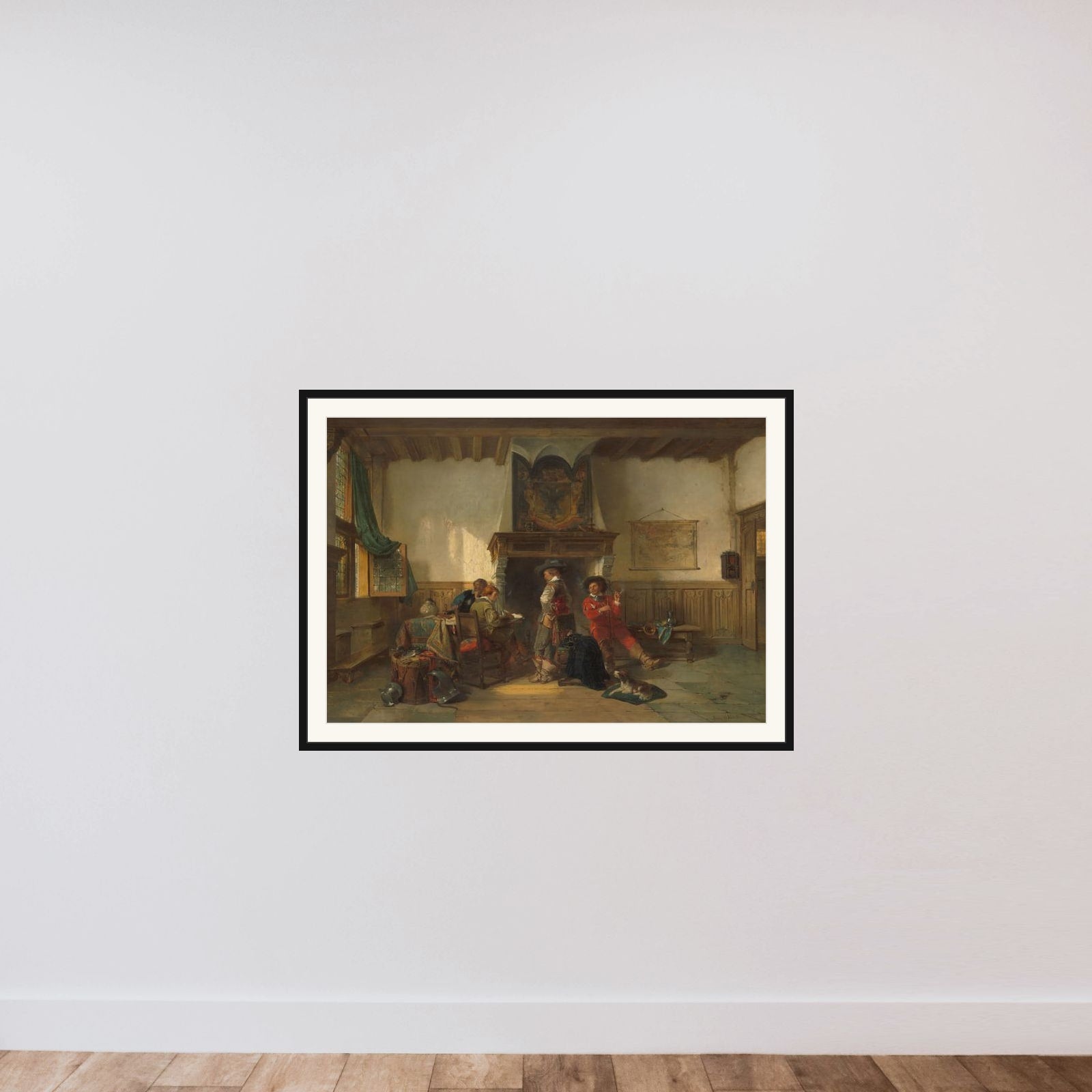 Soldiers in a Guardsroom framed — shown to scale