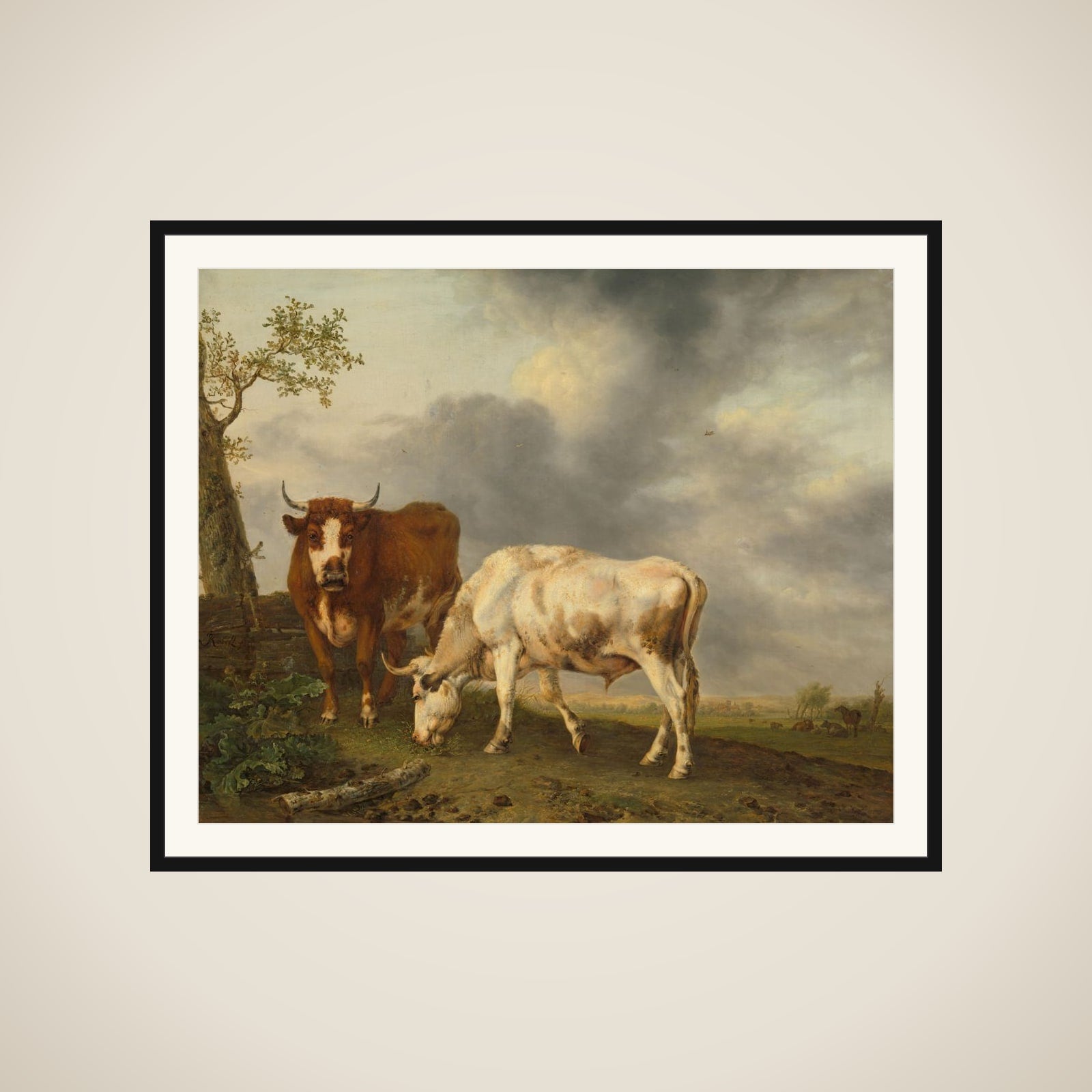 Oxen in the Meadow framed