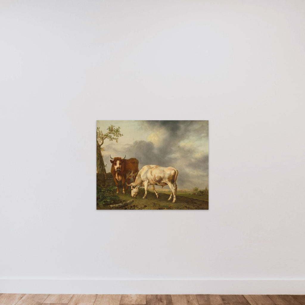 Oxen in the Meadow unframed — shown to scale