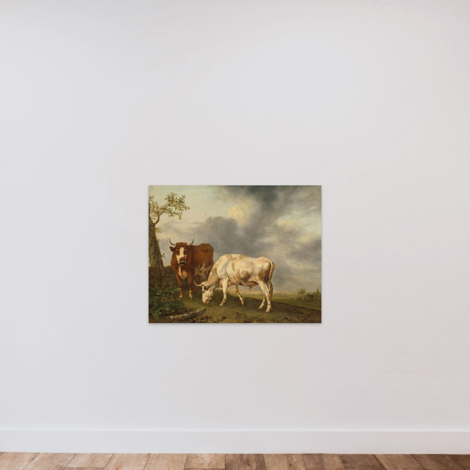 Oxen in the Meadow unframed — shown to scale