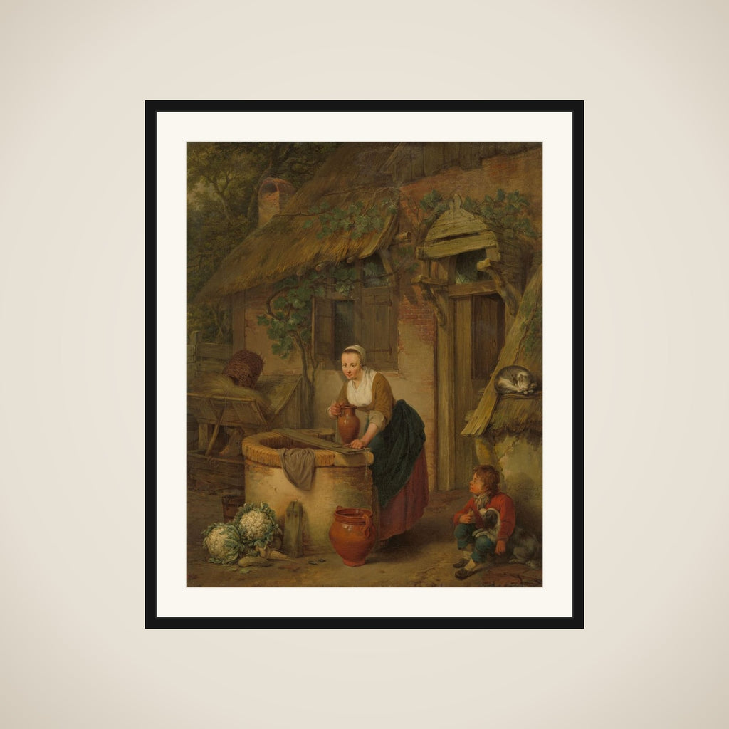 Woman Drawing Water from a Well framed