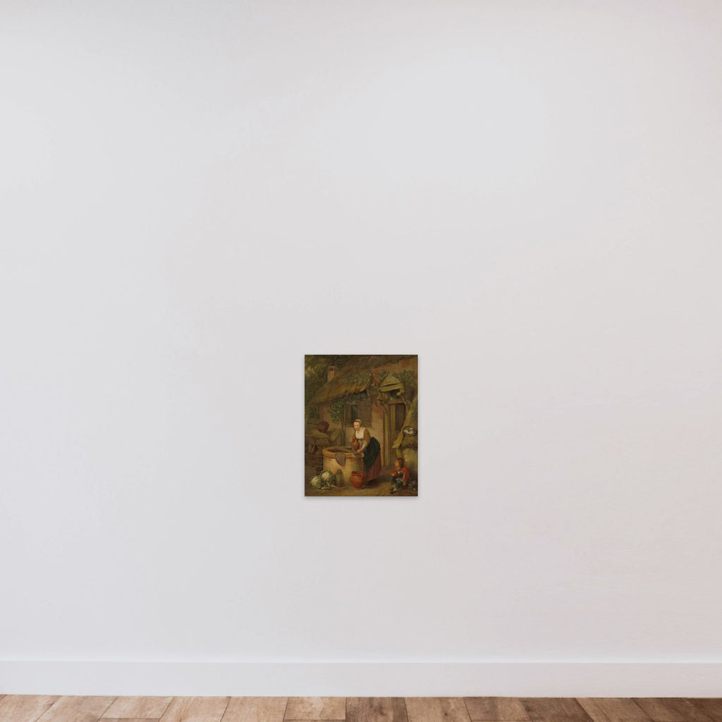 Woman Drawing Water from a Well unframed — shown to scale