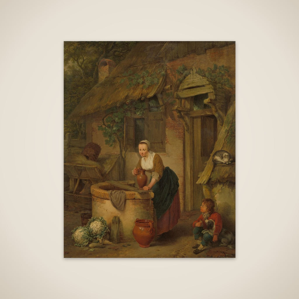 Woman Drawing Water from a Well unframed print
