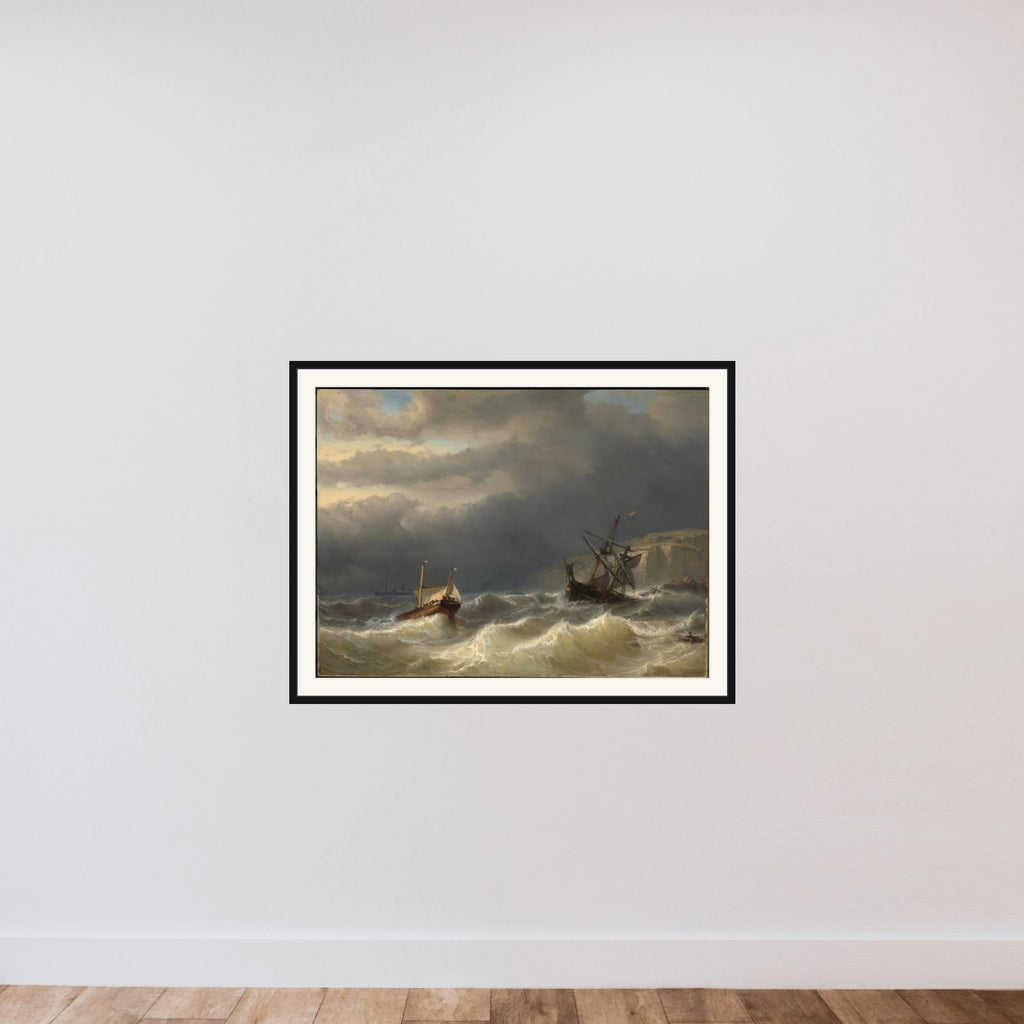 Storm in the Strait of Dover framed — shown to scale