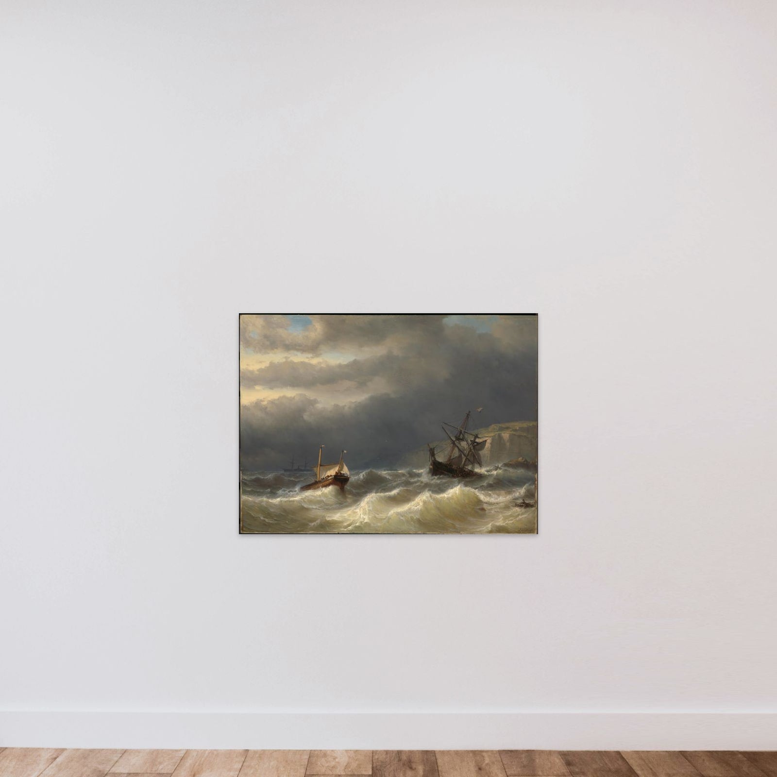 Storm in the Strait of Dover unframed — shown to scale