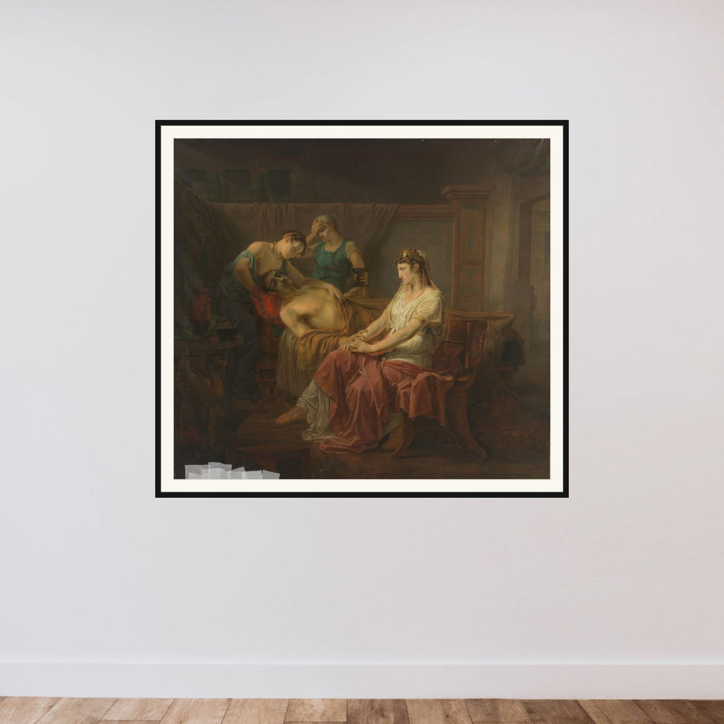 The Mortally wounded Mark Anthony with Cleopatra framed — shown to scale