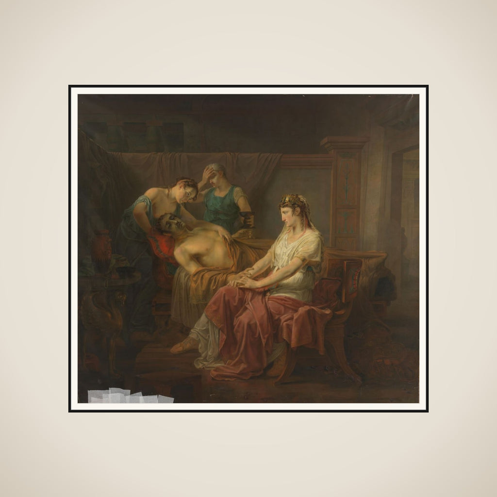 The Mortally wounded Mark Anthony with Cleopatra framed