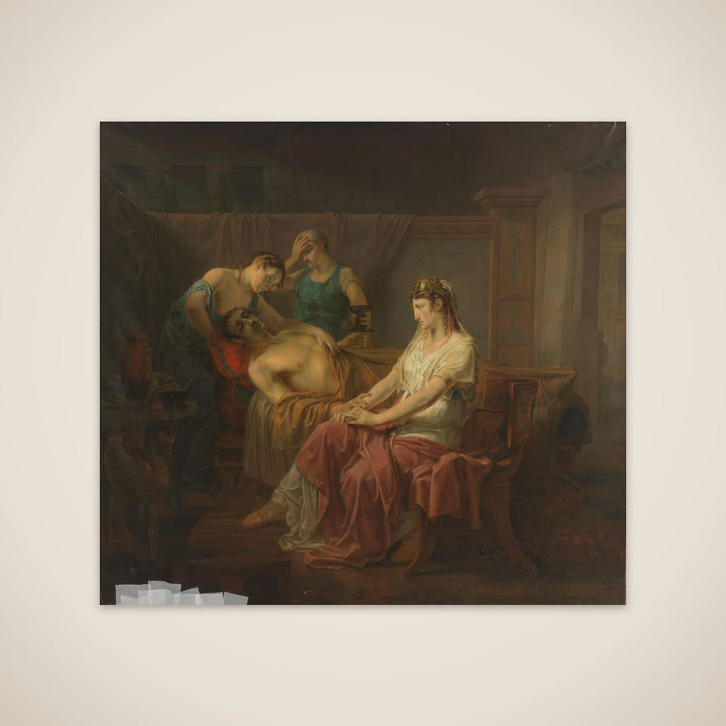 The Mortally wounded Mark Anthony with Cleopatra unframed print