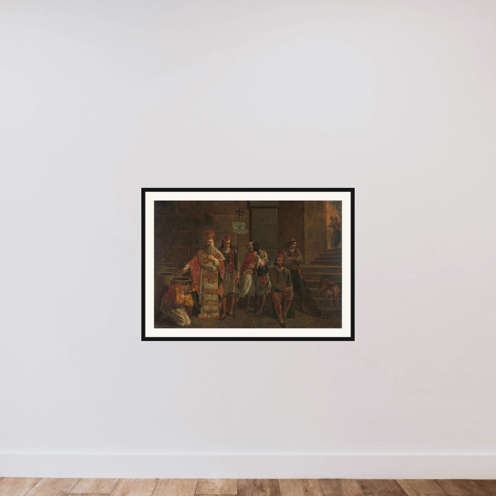 The Last Defenders of Missolonghi, 22 April 1826: an episode from the Greek War of Independence framed — shown to scale