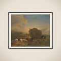 Landscape with Sheep and a Hay Wagon framed