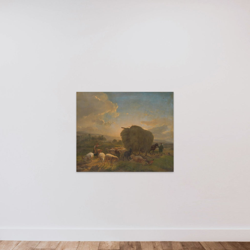 Landscape with Sheep and a Hay Wagon unframed — shown to scale