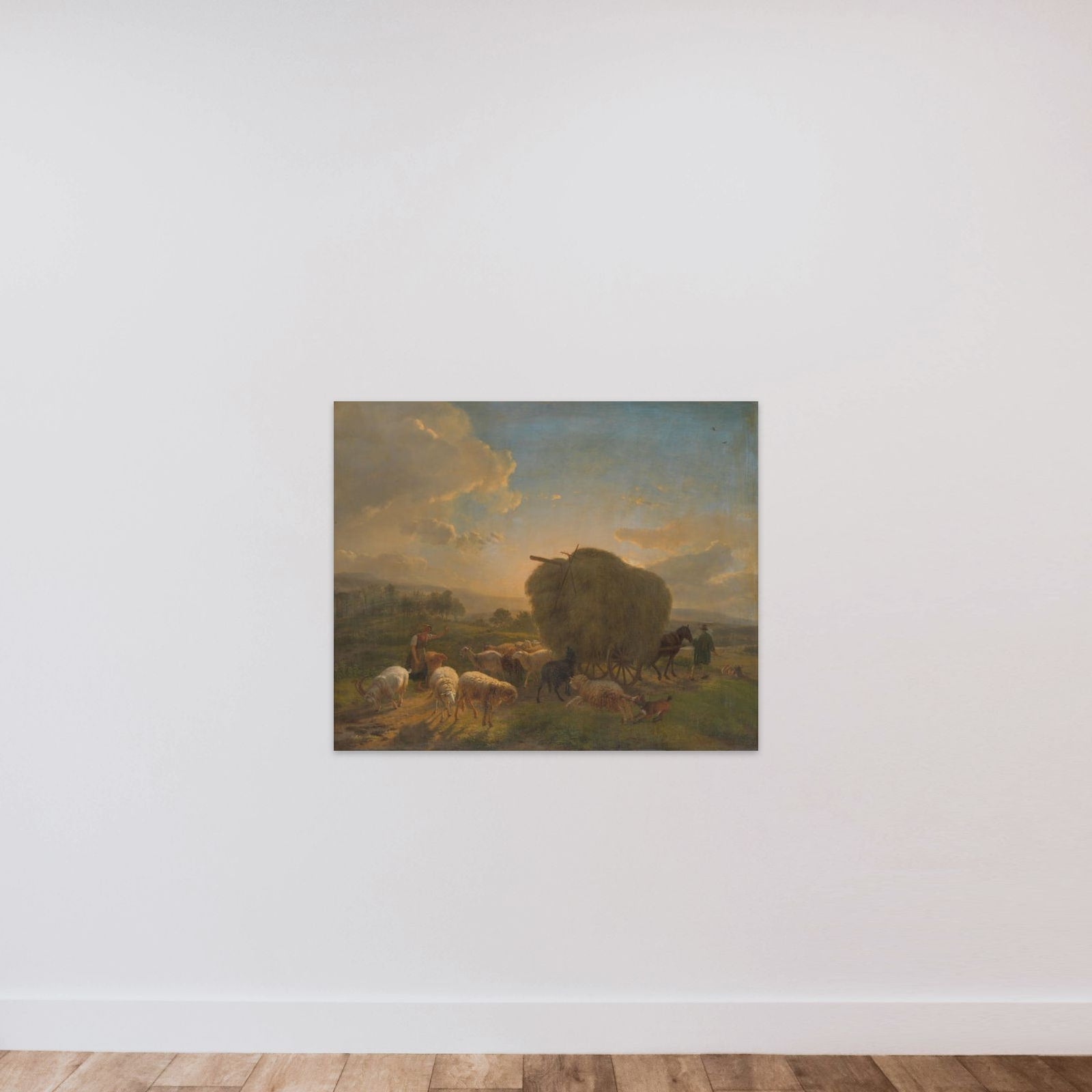 Landscape with Sheep and a Hay Wagon unframed — shown to scale