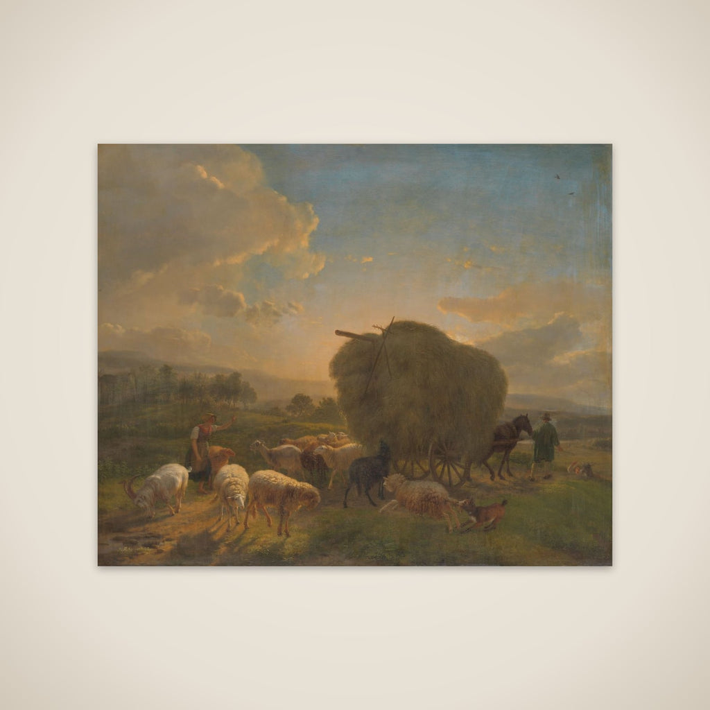 Landscape with Sheep and a Hay Wagon unframed print