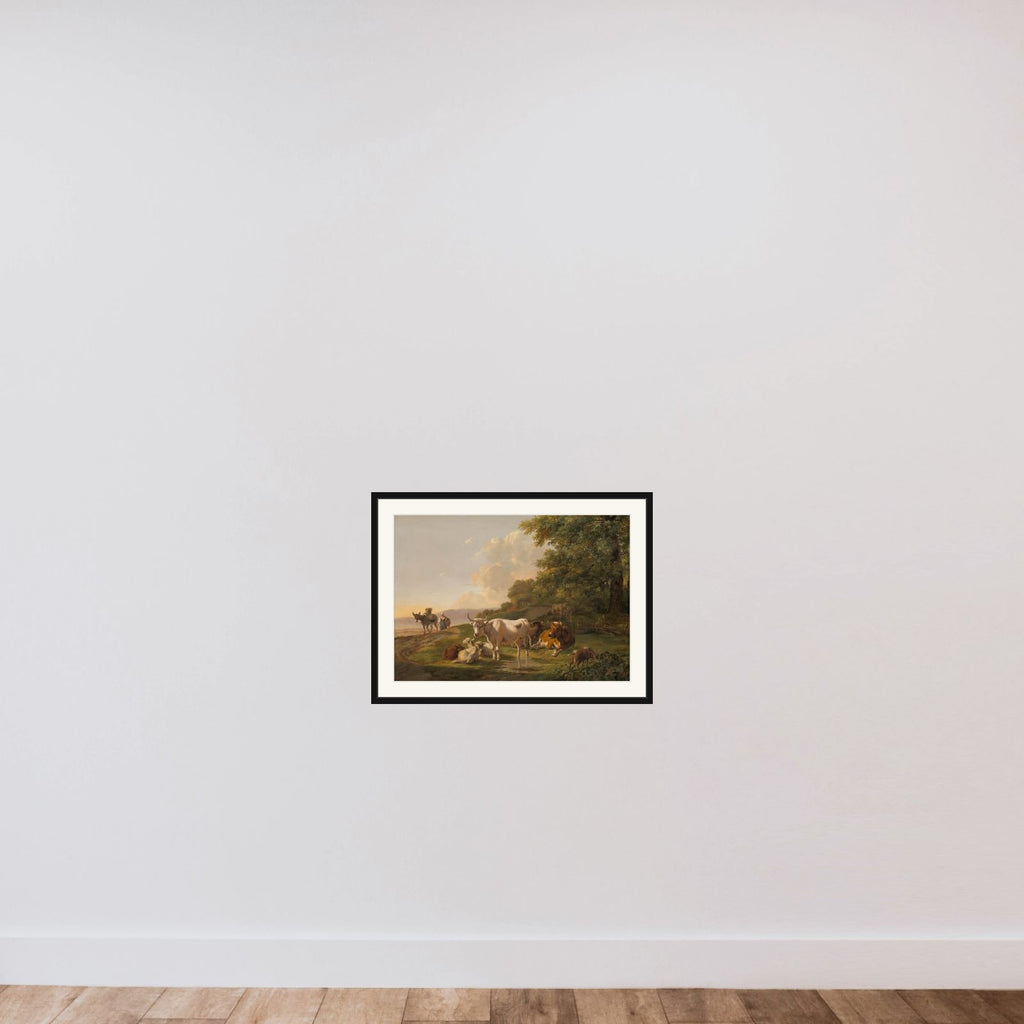 Landscape with Cattle framed — shown to scale
