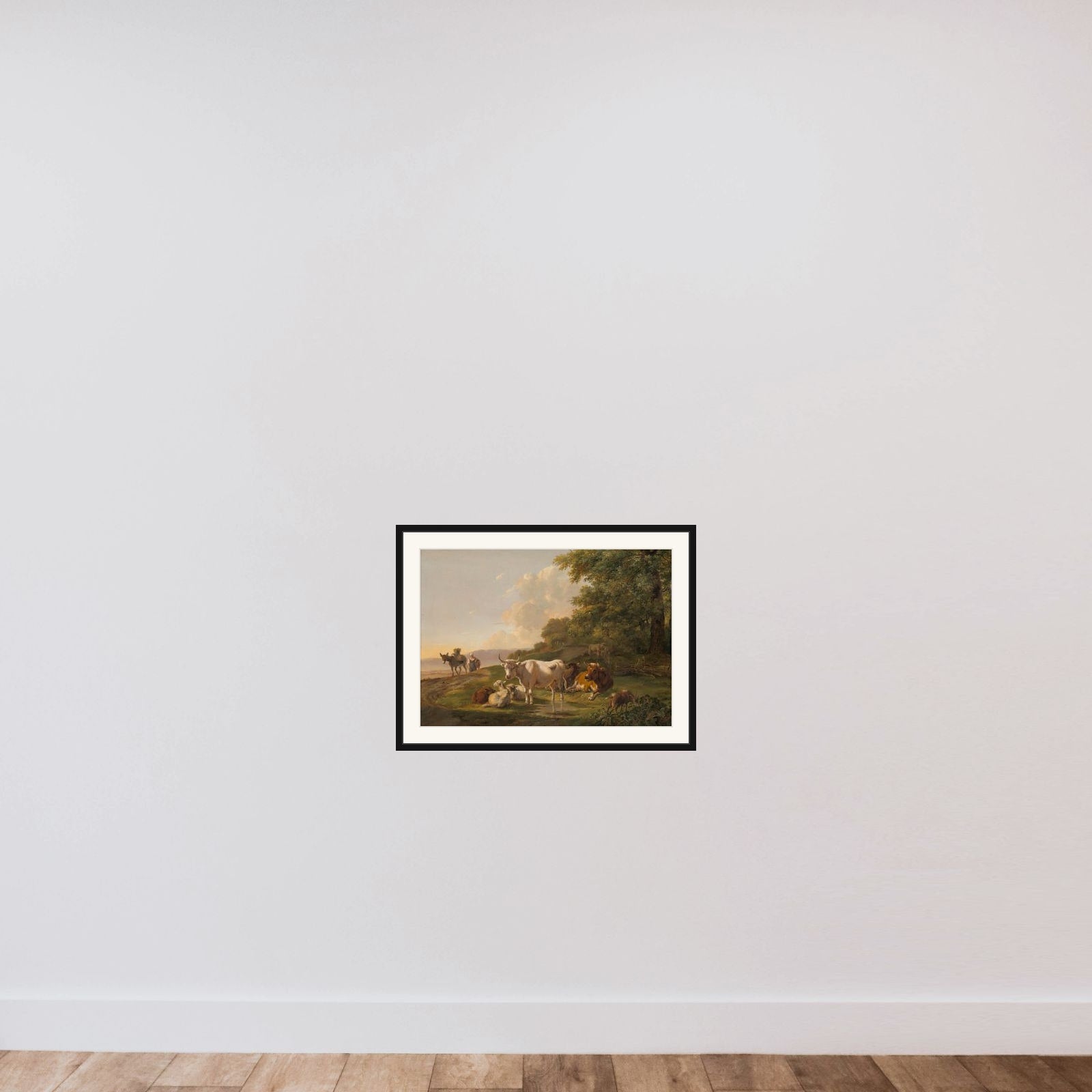 Landscape with Cattle framed — shown to scale