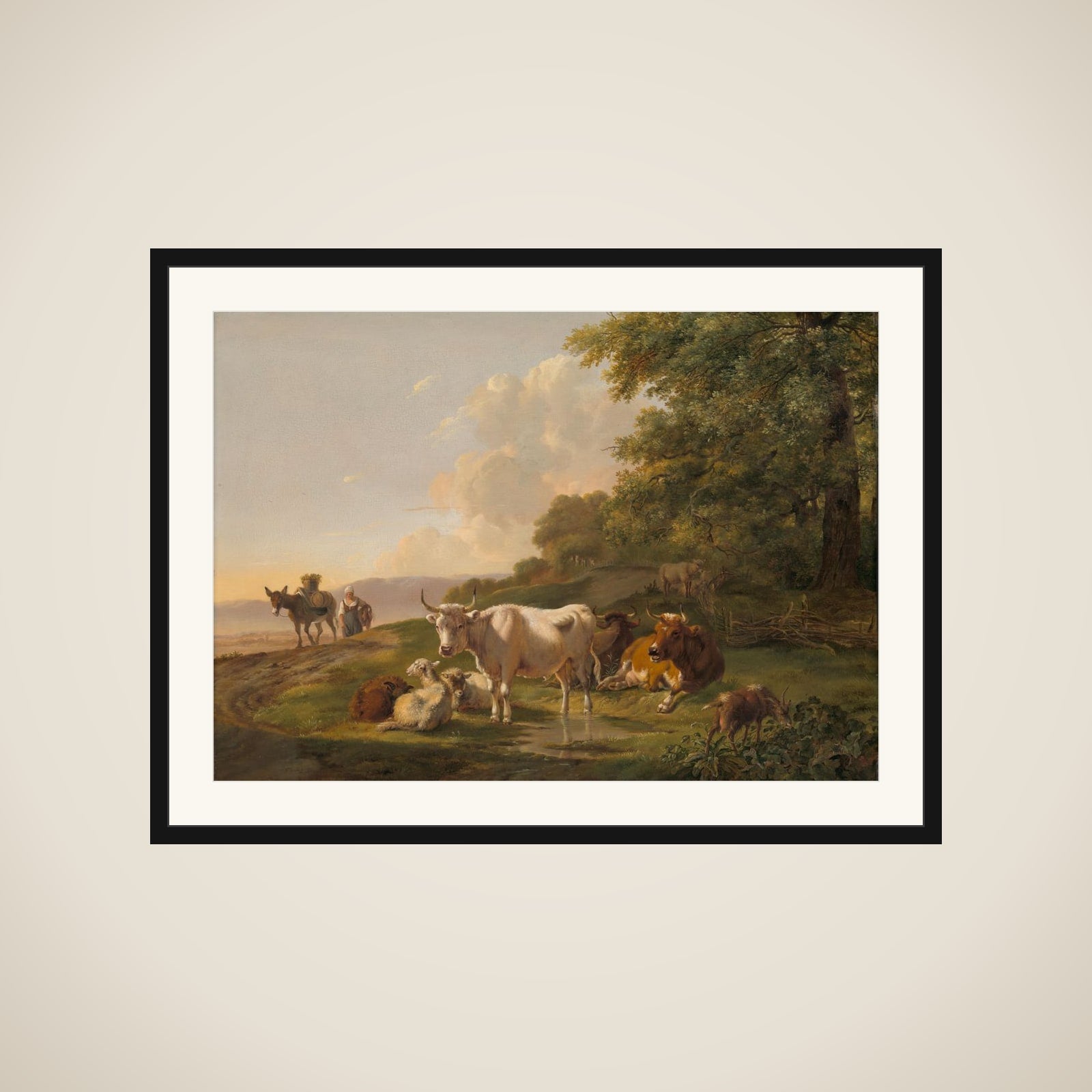 Landscape with Cattle framed