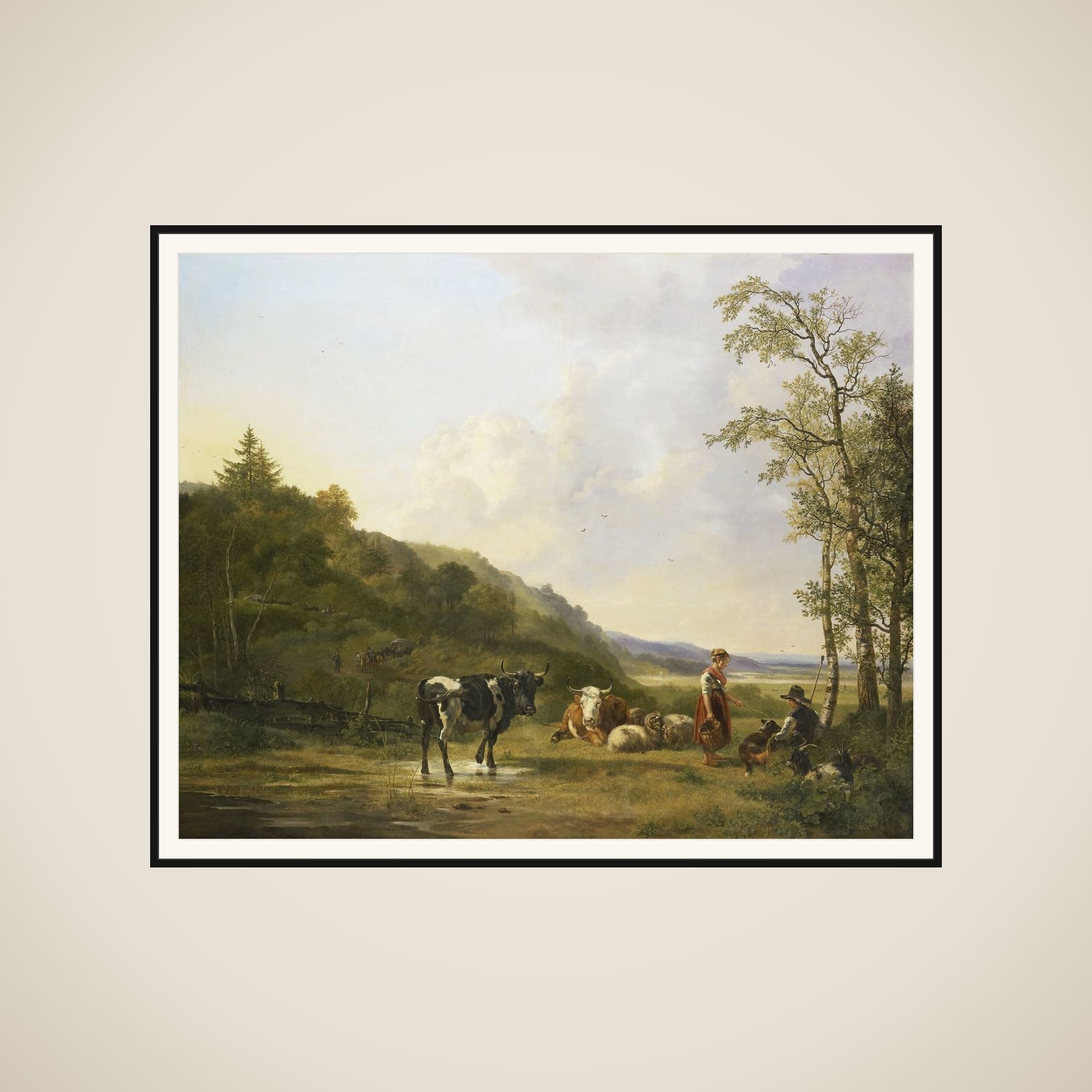 Landscape with Herdsmen and Cattle framed