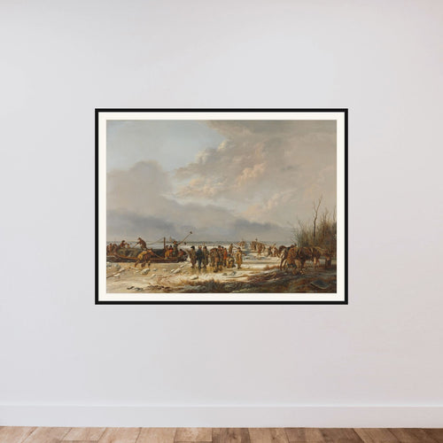 Breaking the Ice on the Karnemelksloot, Naarden, January 1814 framed — shown to scale
