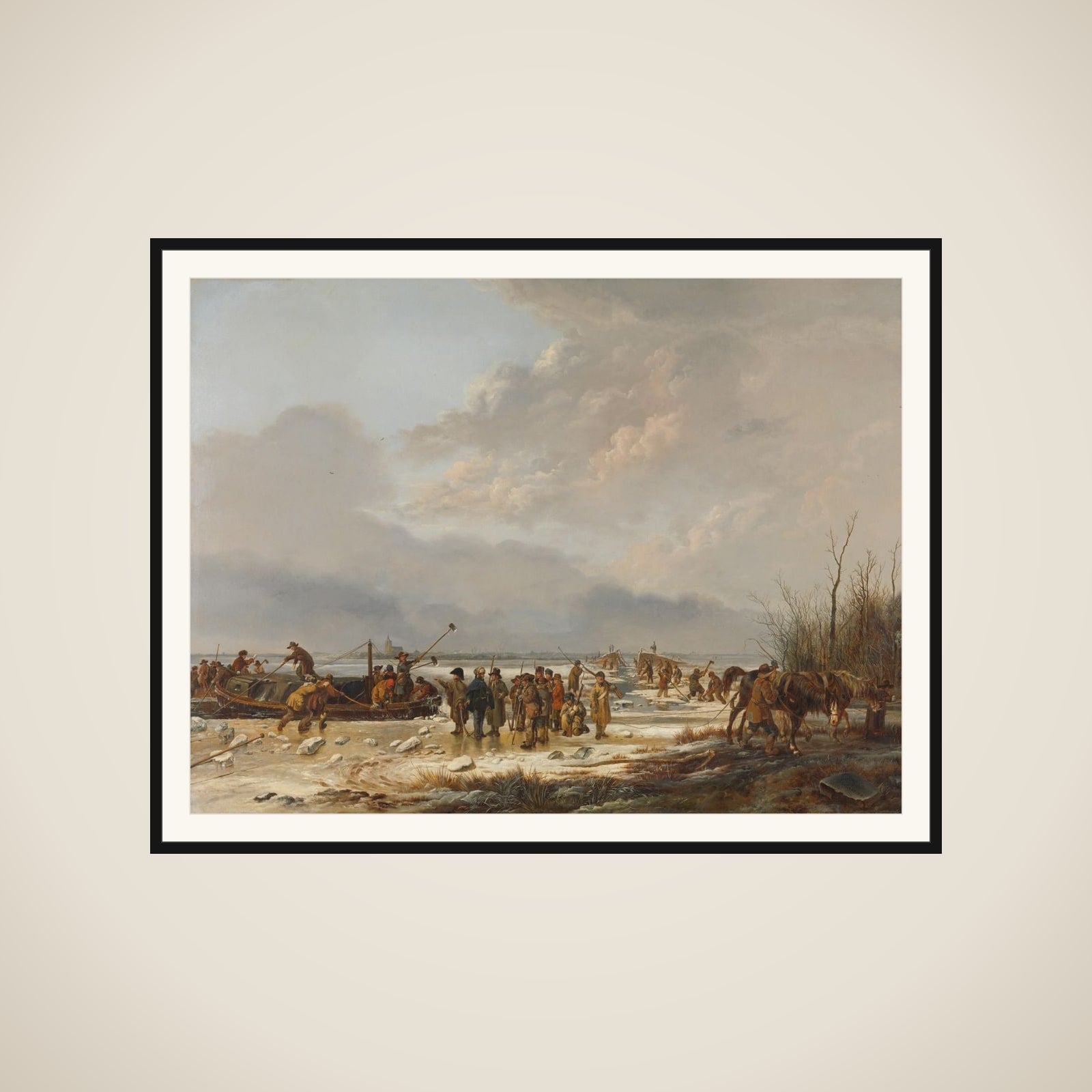 Breaking the Ice on the Karnemelksloot, Naarden, January 1814 framed