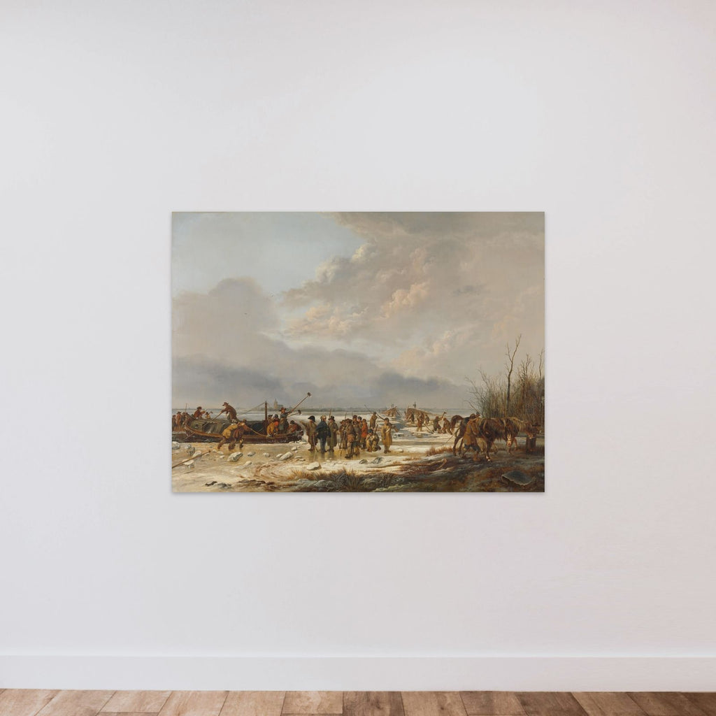 Breaking the Ice on the Karnemelksloot, Naarden, January 1814 unframed — shown to scale