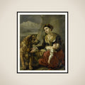 A Saint Bernard Dog Comes to the Aid of a lost Woman with a sick Child framed